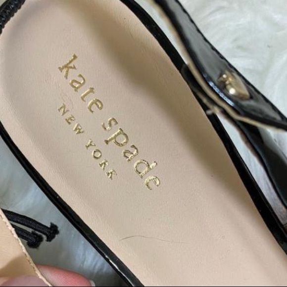 Kate Spade Ocean Black Patent Leather Sling-Back Pumps - Picture 7 of 9